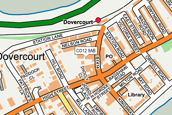 CO12 9AB map - OS OpenMap – Local (Ordnance Survey)