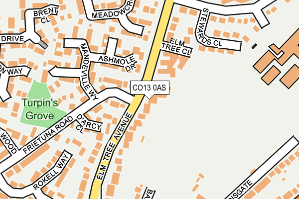 CO13 0AS map - OS OpenMap – Local (Ordnance Survey)