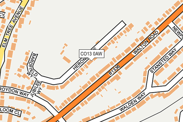 CO13 0AW map - OS OpenMap – Local (Ordnance Survey)