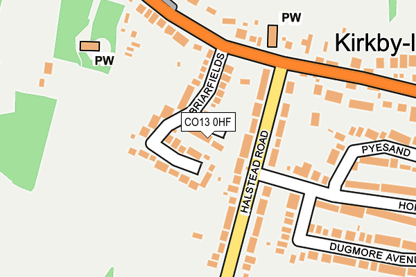 CO13 0HF map - OS OpenMap – Local (Ordnance Survey)