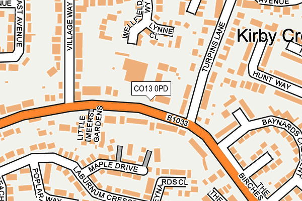 CO13 0PD map - OS OpenMap – Local (Ordnance Survey)
