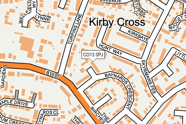 CO13 0PJ map - OS OpenMap – Local (Ordnance Survey)