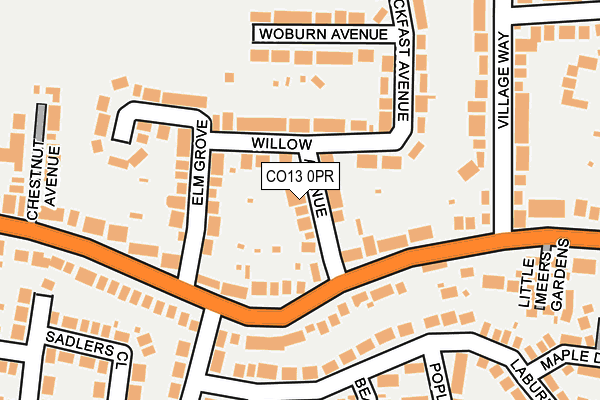 CO13 0PR map - OS OpenMap – Local (Ordnance Survey)