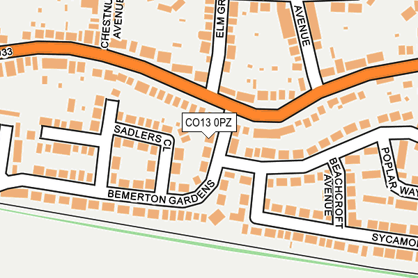 CO13 0PZ map - OS OpenMap – Local (Ordnance Survey)