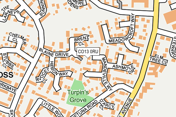 CO13 0RU map - OS OpenMap – Local (Ordnance Survey)