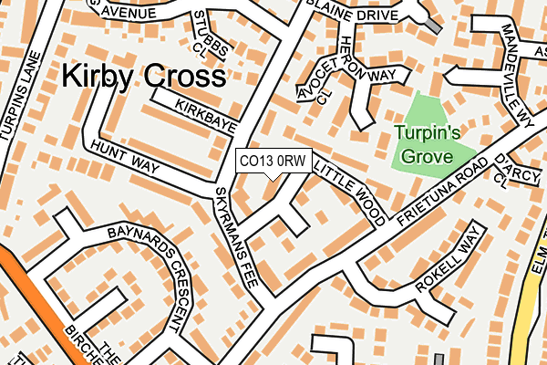 CO13 0RW map - OS OpenMap – Local (Ordnance Survey)