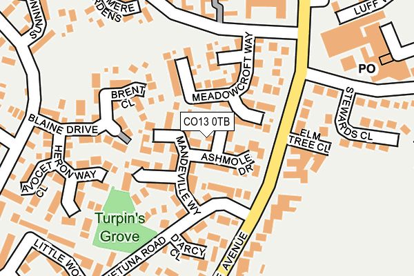 CO13 0TB map - OS OpenMap – Local (Ordnance Survey)
