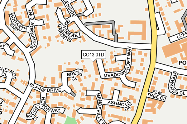 CO13 0TD map - OS OpenMap – Local (Ordnance Survey)