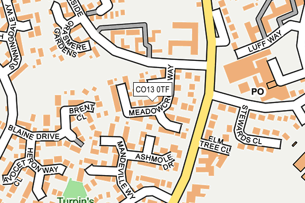 CO13 0TF map - OS OpenMap – Local (Ordnance Survey)