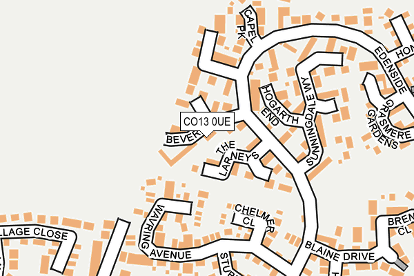 CO13 0UE map - OS OpenMap – Local (Ordnance Survey)