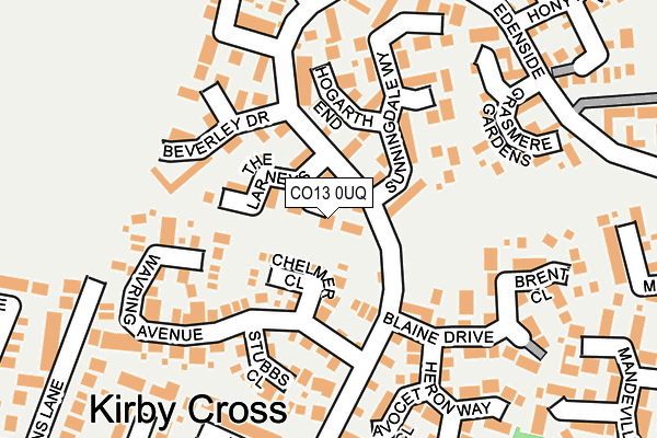 CO13 0UQ map - OS OpenMap – Local (Ordnance Survey)