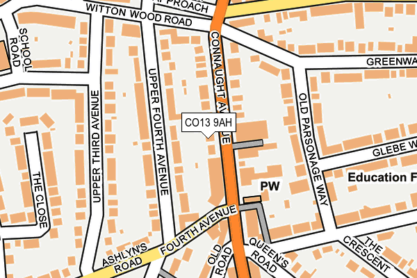 CO13 9AH map - OS OpenMap – Local (Ordnance Survey)