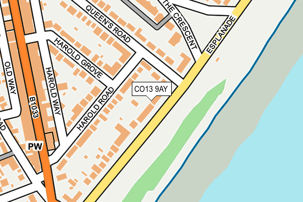 CO13 9AY map - OS OpenMap – Local (Ordnance Survey)