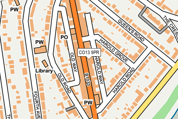 CO13 9PR map - OS OpenMap – Local (Ordnance Survey)