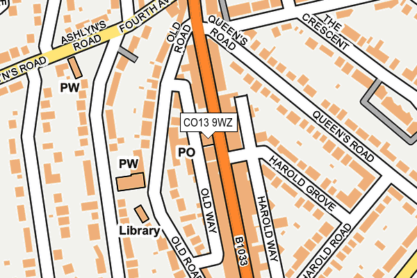 CO13 9WZ map - OS OpenMap – Local (Ordnance Survey)