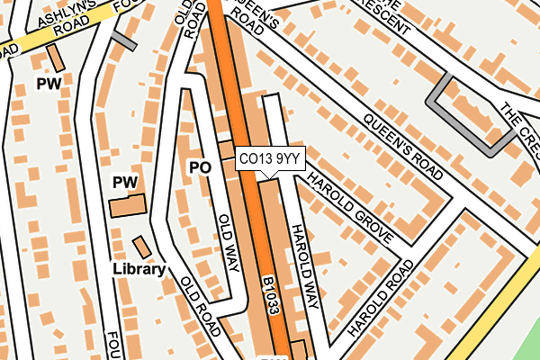 CO13 9YY map - OS OpenMap – Local (Ordnance Survey)