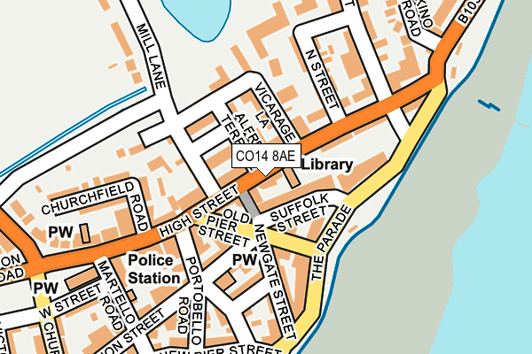 CO14 8AE map - OS OpenMap – Local (Ordnance Survey)