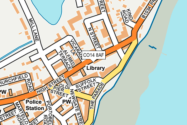 CO14 8AF map - OS OpenMap – Local (Ordnance Survey)