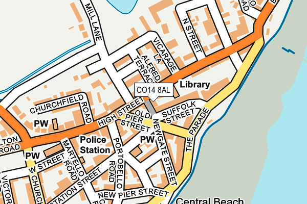 CO14 8AL map - OS OpenMap – Local (Ordnance Survey)