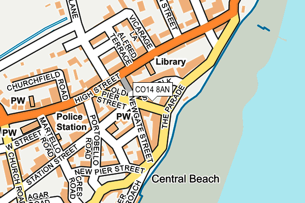 CO14 8AN map - OS OpenMap – Local (Ordnance Survey)
