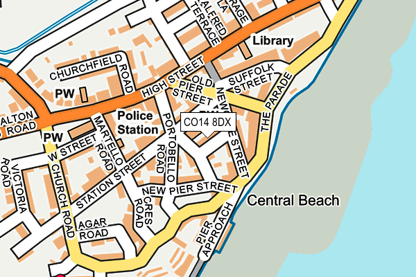 CO14 8DX map - OS OpenMap – Local (Ordnance Survey)