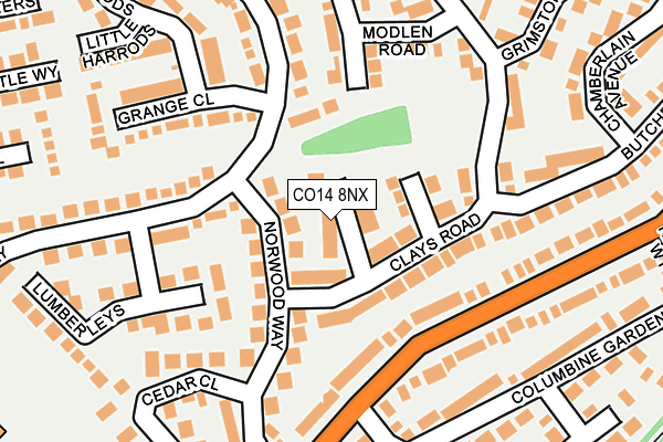 CO14 8NX map - OS OpenMap – Local (Ordnance Survey)