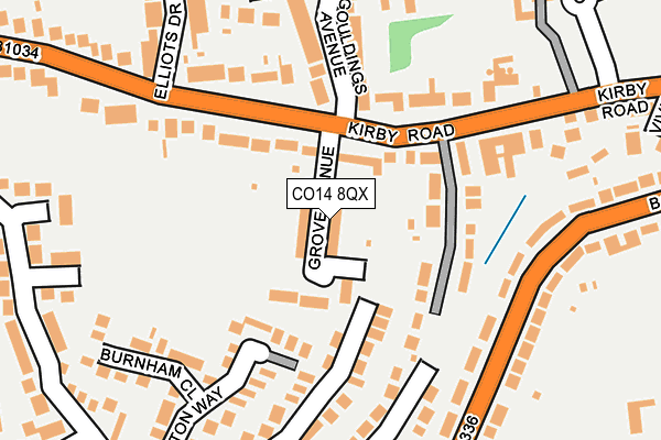 CO14 8QX map - OS OpenMap – Local (Ordnance Survey)