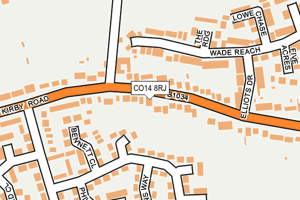 CO14 8RJ map - OS OpenMap – Local (Ordnance Survey)