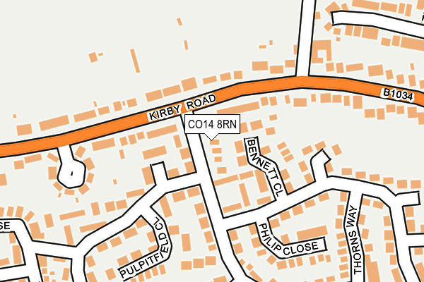 CO14 8RN map - OS OpenMap – Local (Ordnance Survey)