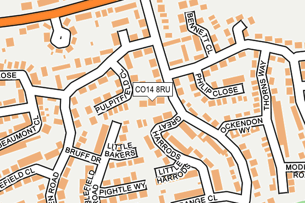 CO14 8RU map - OS OpenMap – Local (Ordnance Survey)