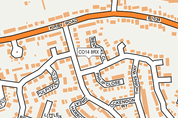CO14 8RX map - OS OpenMap – Local (Ordnance Survey)