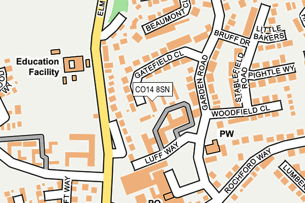 CO14 8SN map - OS OpenMap – Local (Ordnance Survey)
