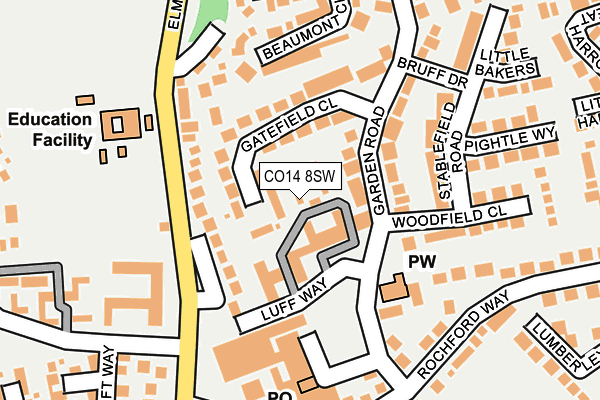 CO14 8SW map - OS OpenMap – Local (Ordnance Survey)