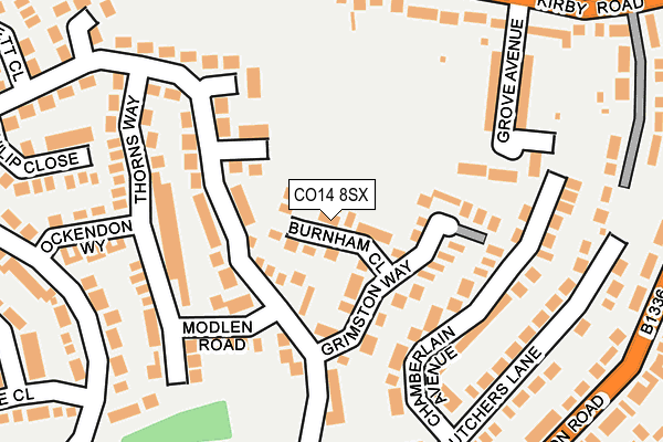CO14 8SX map - OS OpenMap – Local (Ordnance Survey)