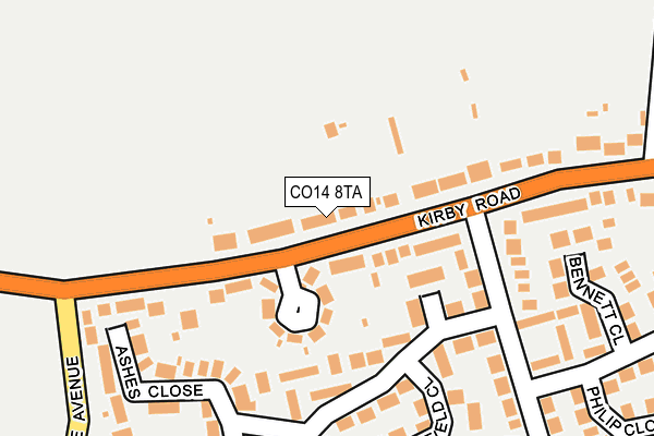 CO14 8TA map - OS OpenMap – Local (Ordnance Survey)