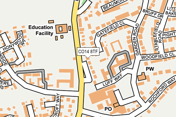 CO14 8TF map - OS OpenMap – Local (Ordnance Survey)