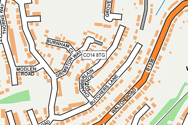 CO14 8TG map - OS OpenMap – Local (Ordnance Survey)