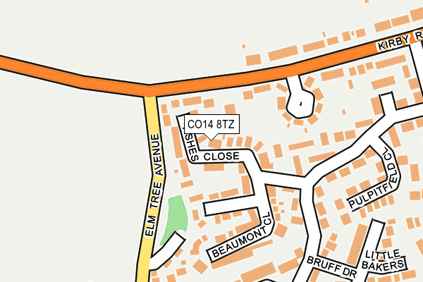 CO14 8TZ map - OS OpenMap – Local (Ordnance Survey)