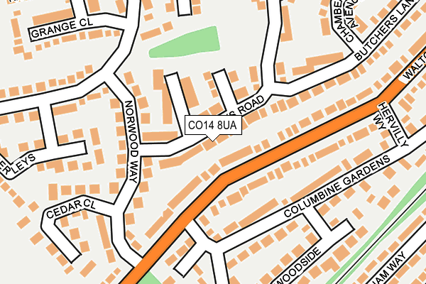 CO14 8UA map - OS OpenMap – Local (Ordnance Survey)