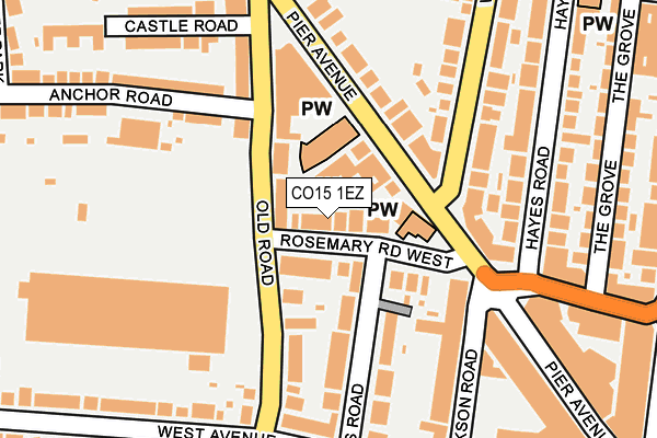 CO15 1EZ map - OS OpenMap – Local (Ordnance Survey)