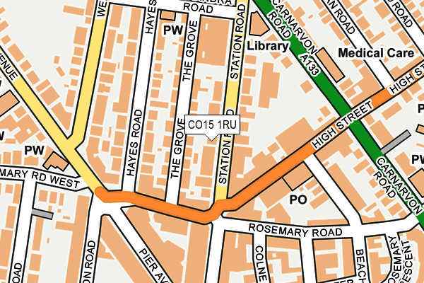 CO15 1RU map - OS OpenMap – Local (Ordnance Survey)