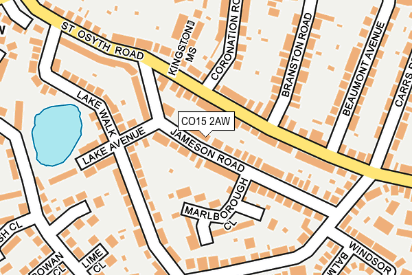 CO15 2AW map - OS OpenMap – Local (Ordnance Survey)