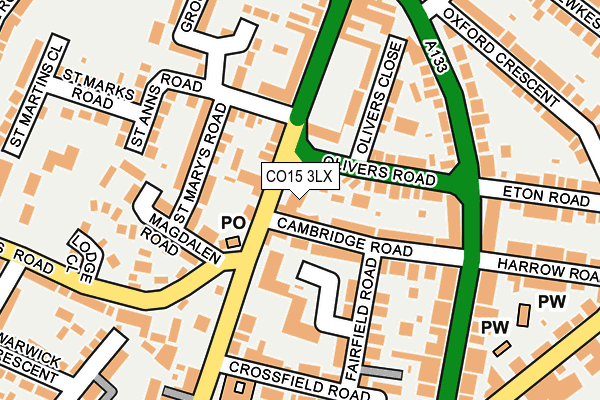 CO15 3LX map - OS OpenMap – Local (Ordnance Survey)