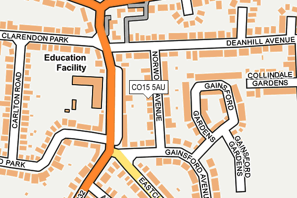 CO15 5AU map - OS OpenMap – Local (Ordnance Survey)