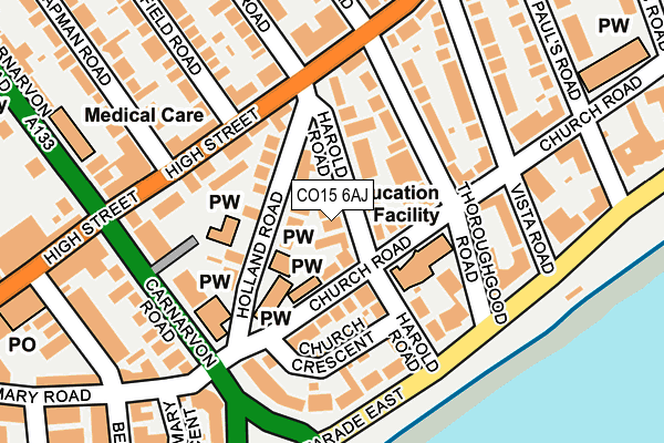 CO15 6AJ map - OS OpenMap – Local (Ordnance Survey)