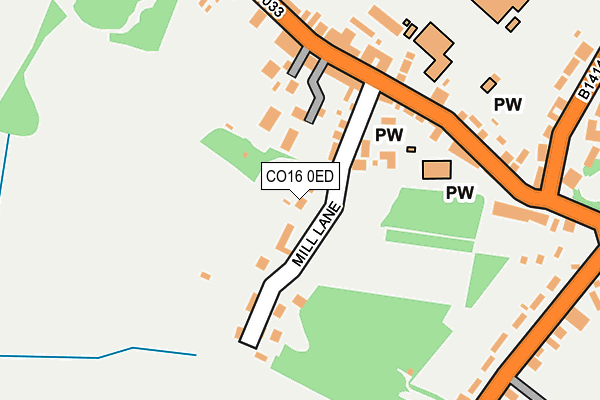 CO16 0ED map - OS OpenMap – Local (Ordnance Survey)