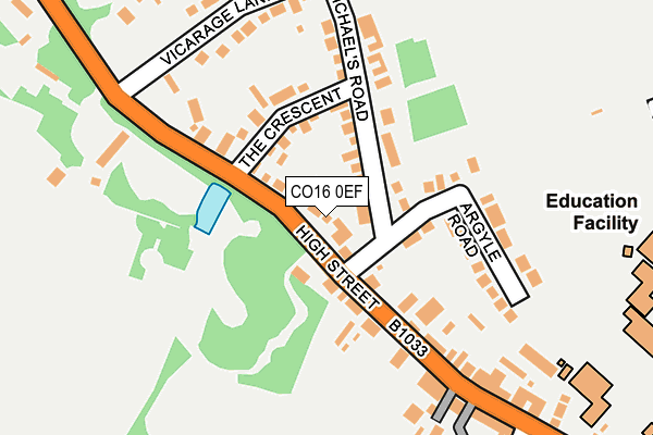 CO16 0EF map - OS OpenMap – Local (Ordnance Survey)