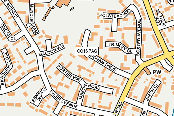 CO16 7AG map - OS OpenMap – Local (Ordnance Survey)