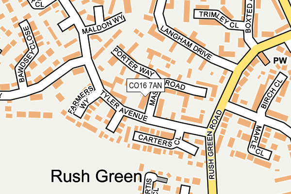 CO16 7AN map - OS OpenMap – Local (Ordnance Survey)