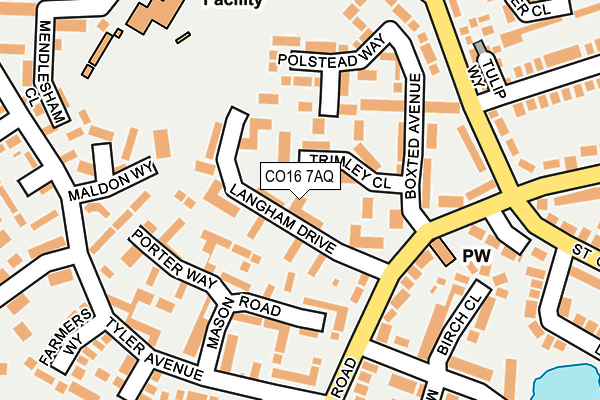 CO16 7AQ map - OS OpenMap – Local (Ordnance Survey)